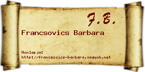 Francsovics Barbara névjegykártya